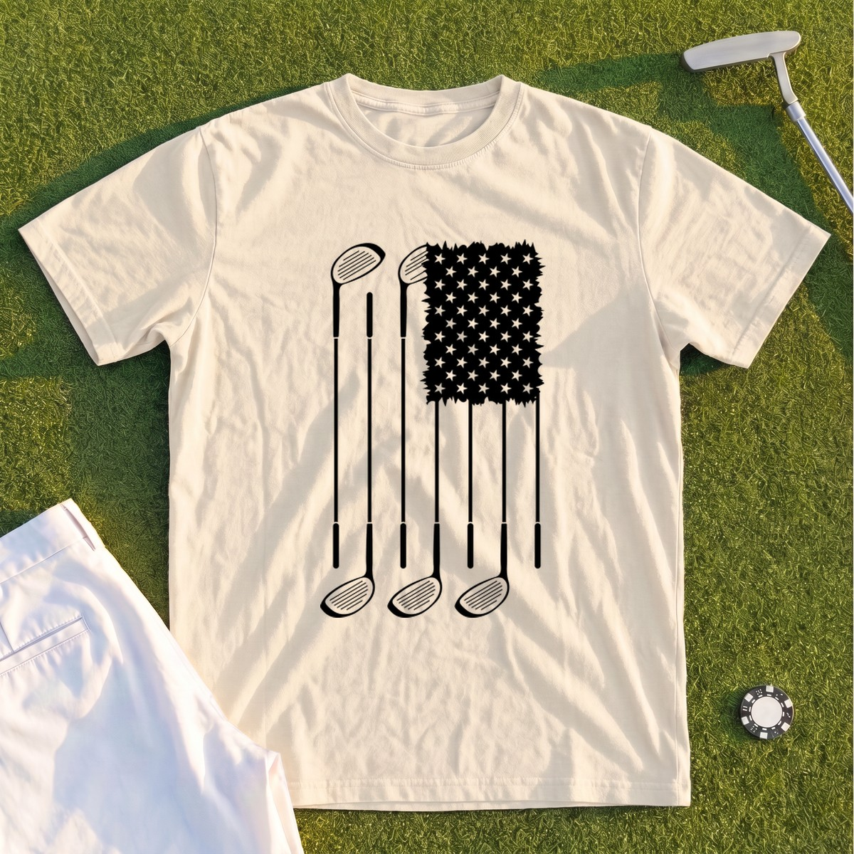USA Flag Clubs & Stars Premium Tee