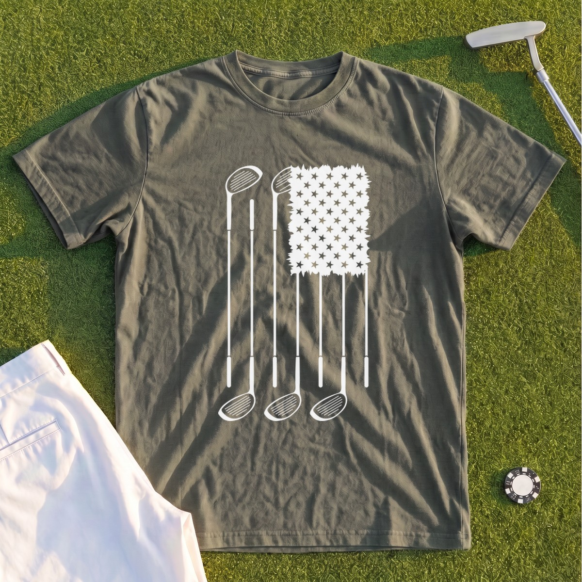 USA Flag Clubs & Stars Premium Tee