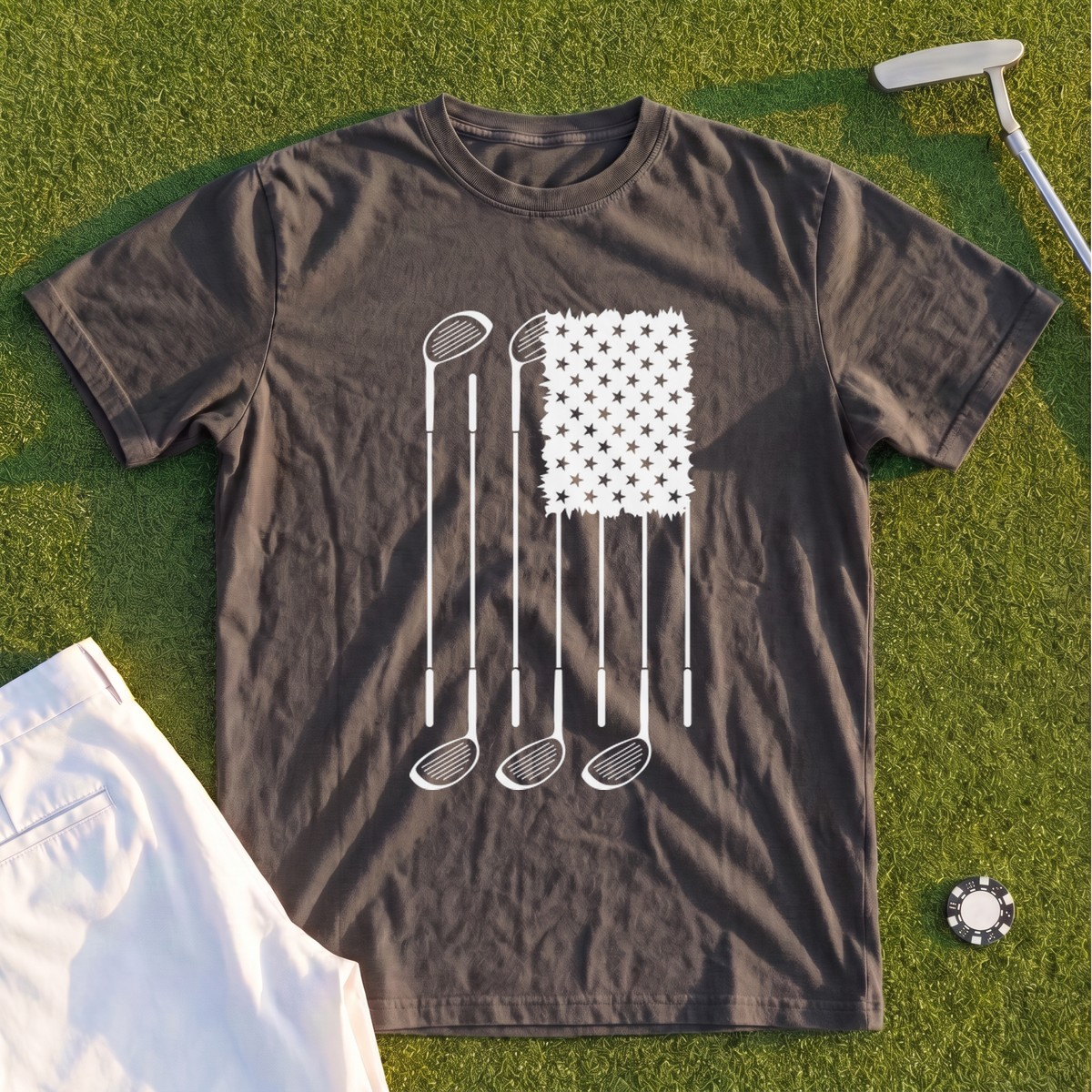 USA Flag Clubs & Stars Premium Tee