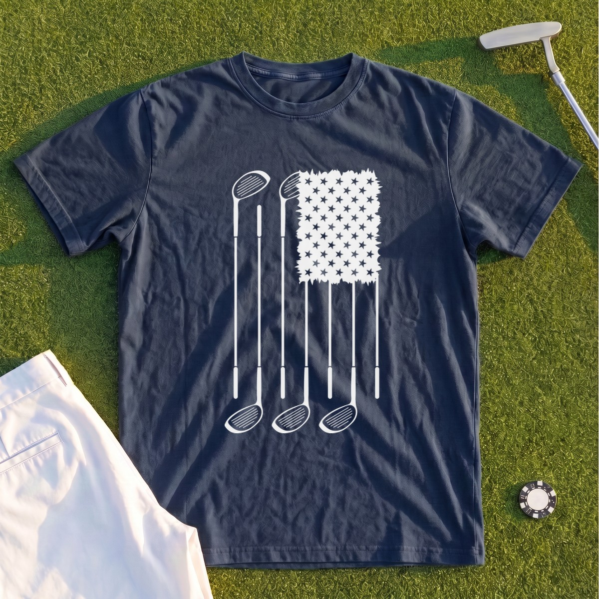 USA Flag Clubs & Stars Premium Tee
