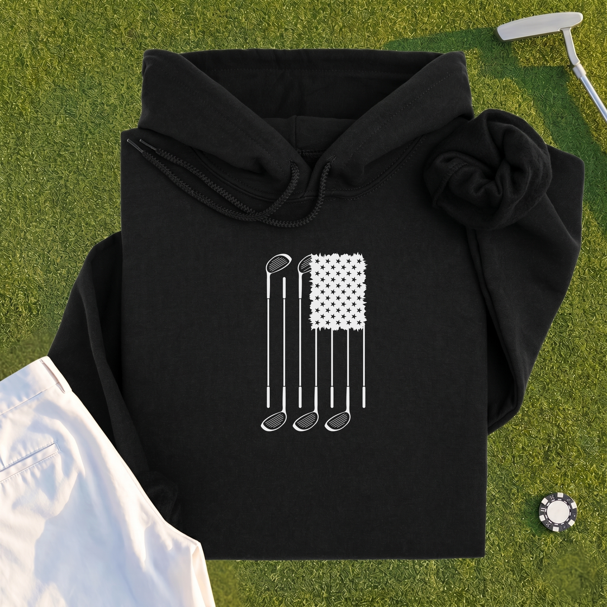 USA Flag Clubs & Stars Hoodie