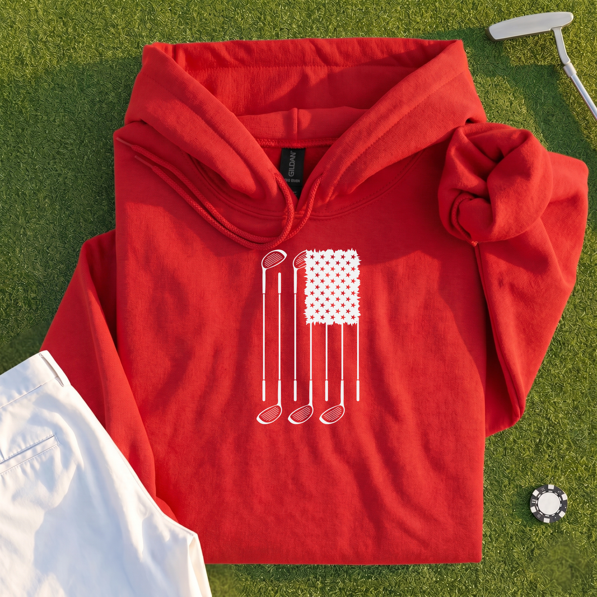 USA Flag Clubs & Stars Hoodie