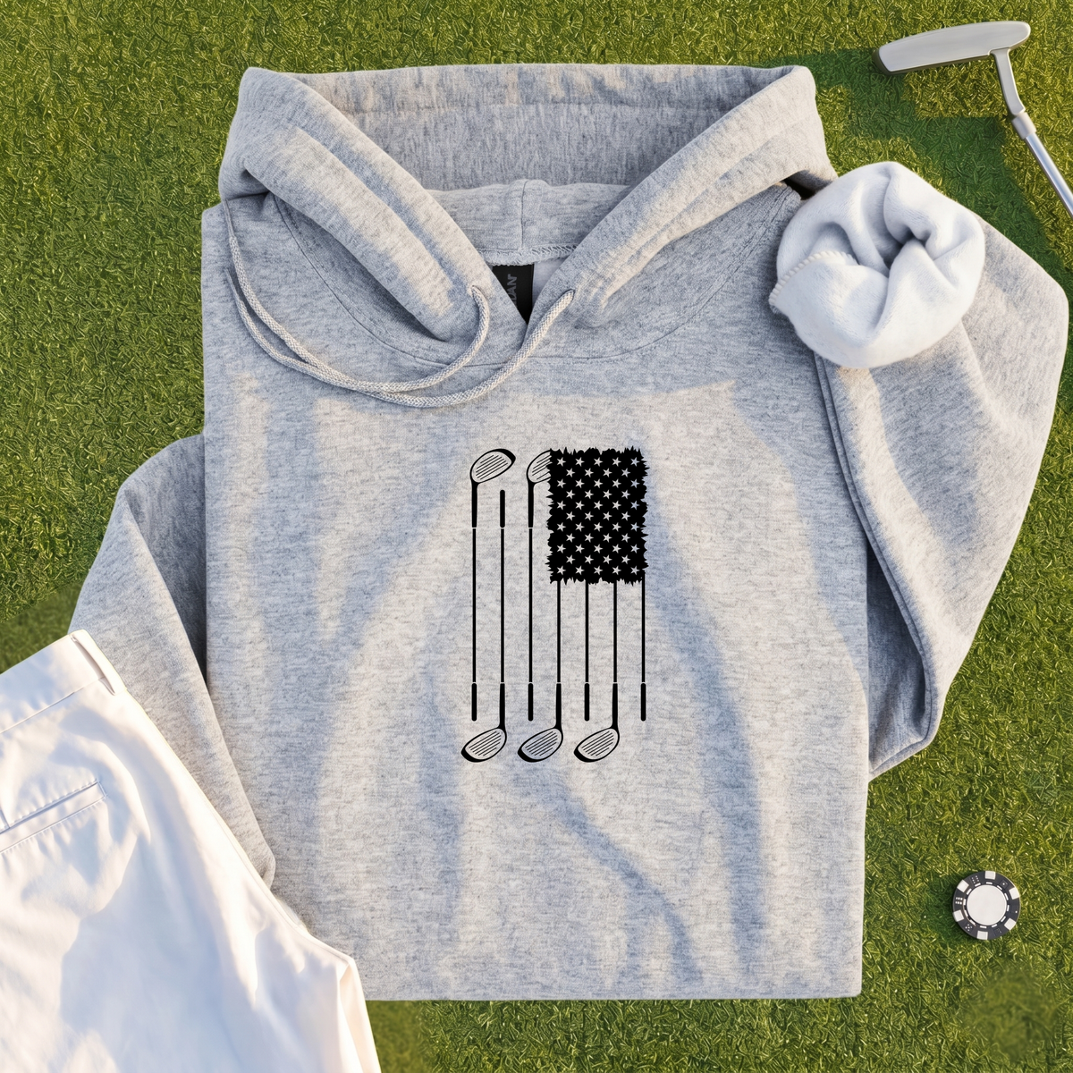 USA Flag Clubs & Stars Hoodie