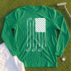 USA Flag Clubs & Stars Long Sleeve Tee