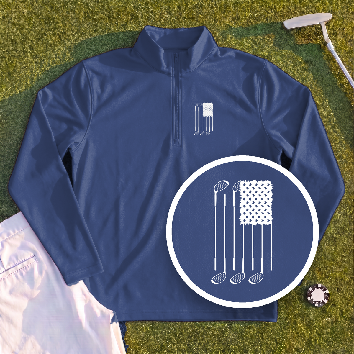 USA Flag Clubs & Stars Quarter Zip