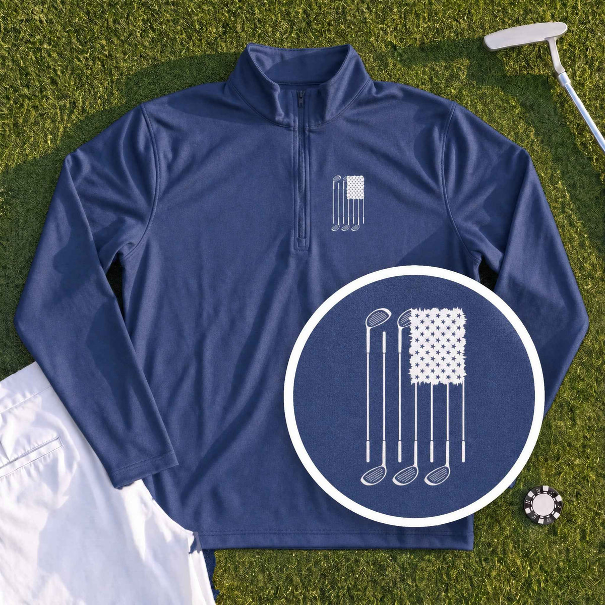 USA Flag Clubs & Stars Quarter Zip
