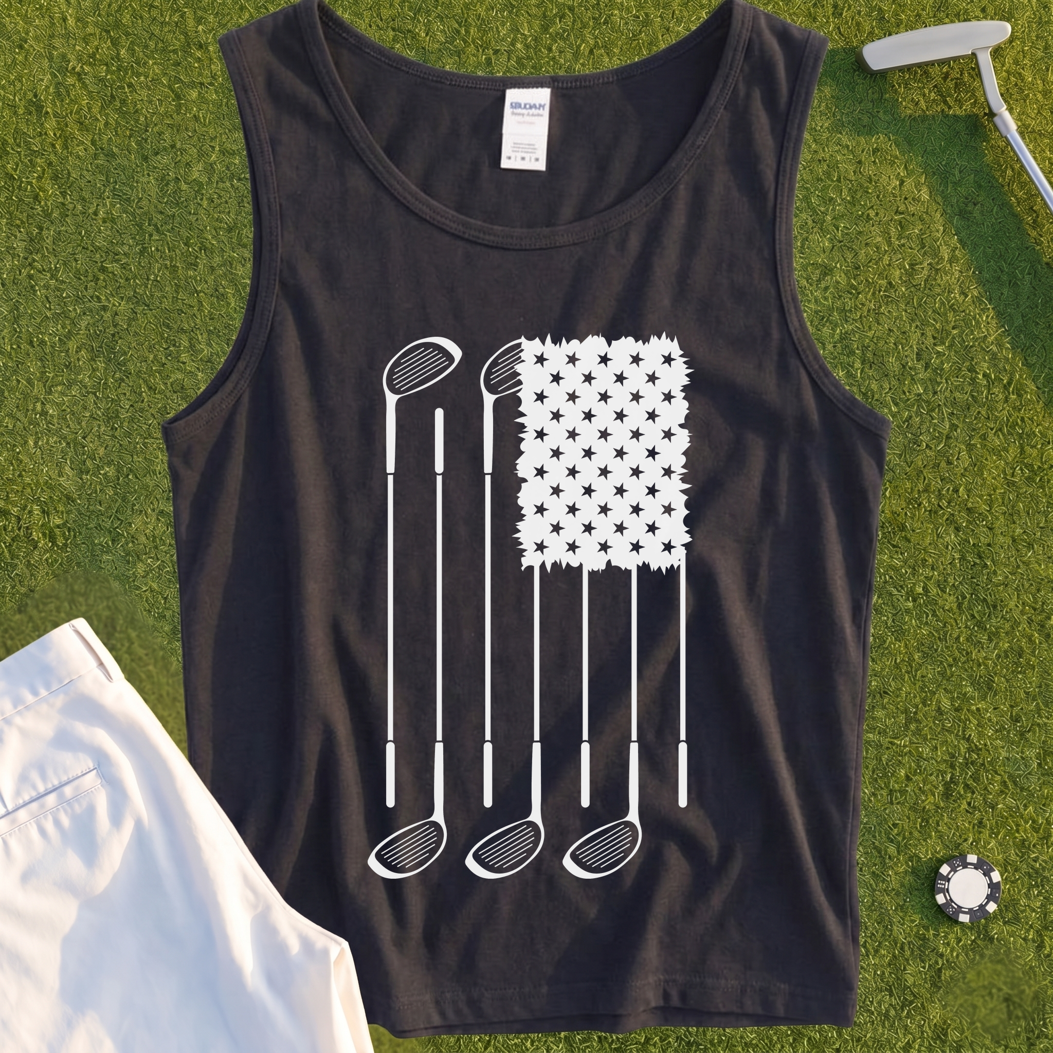 USA Flag Clubs & Stars Tank