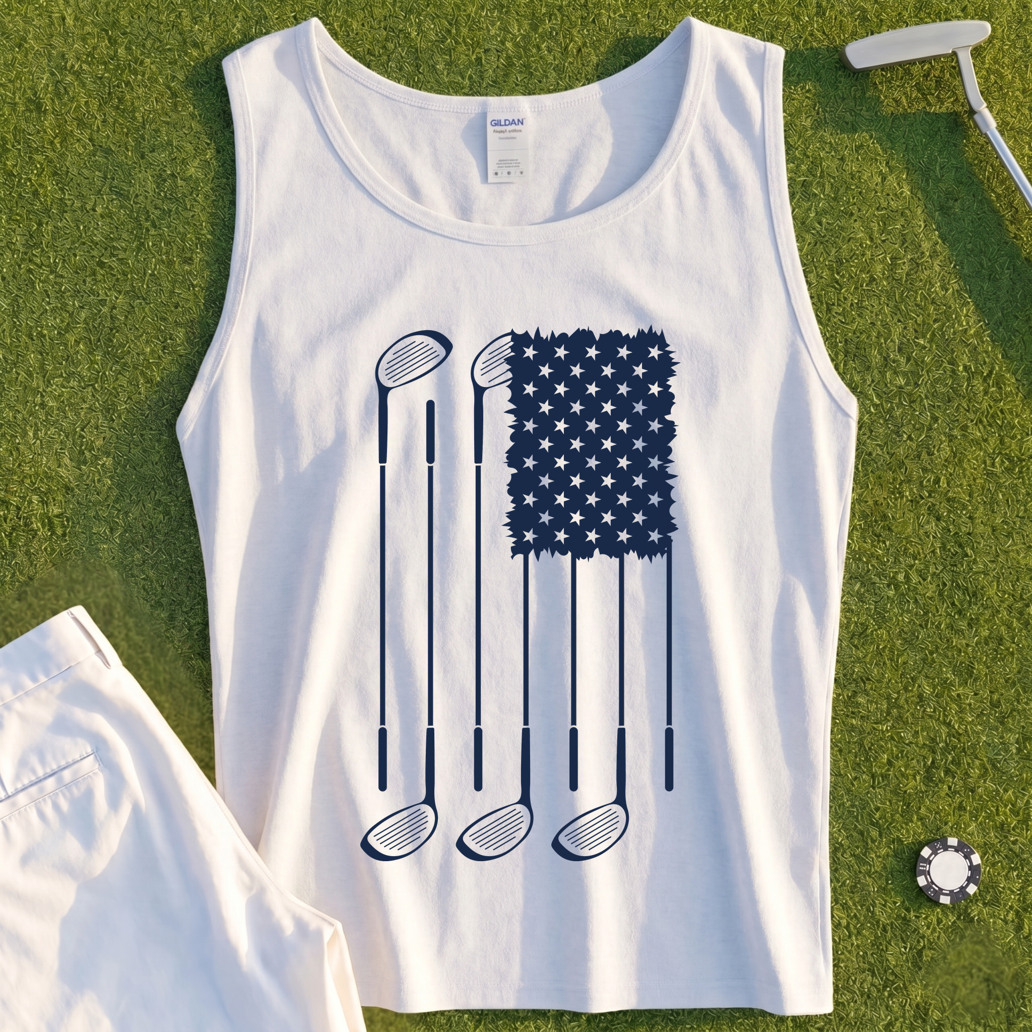 USA Flag Clubs & Stars Tank