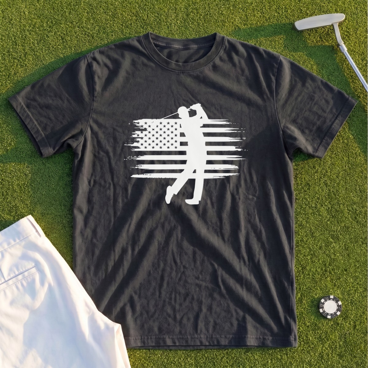 USA Flag Golfer Premium Tee