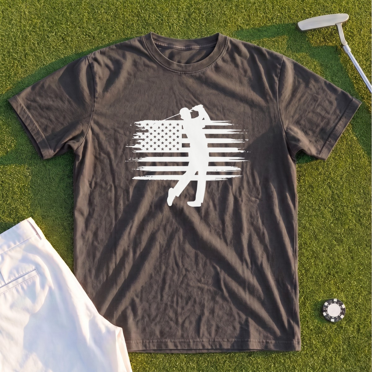 USA Flag Golfer Premium Tee