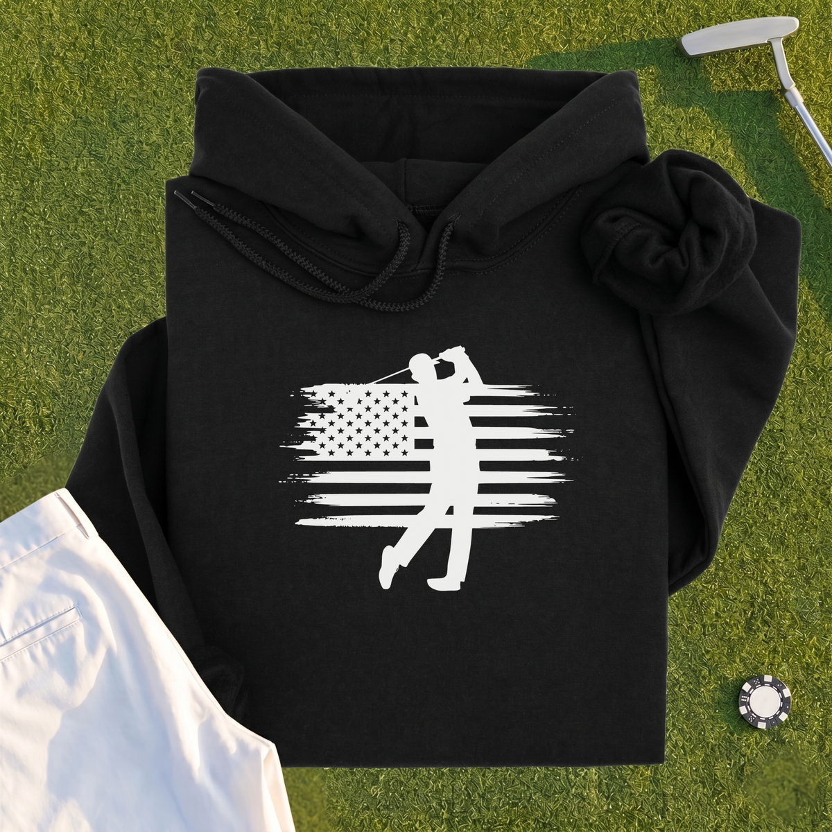 USA Flag Golfer Hoodie