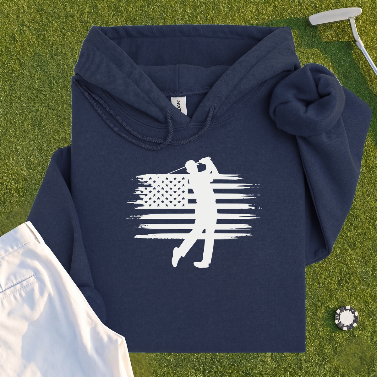 USA Flag Golfer Hoodie