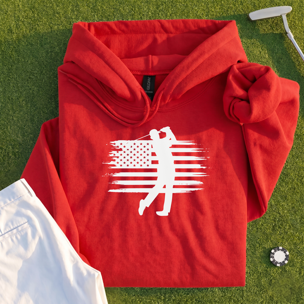 USA Flag Golfer Hoodie