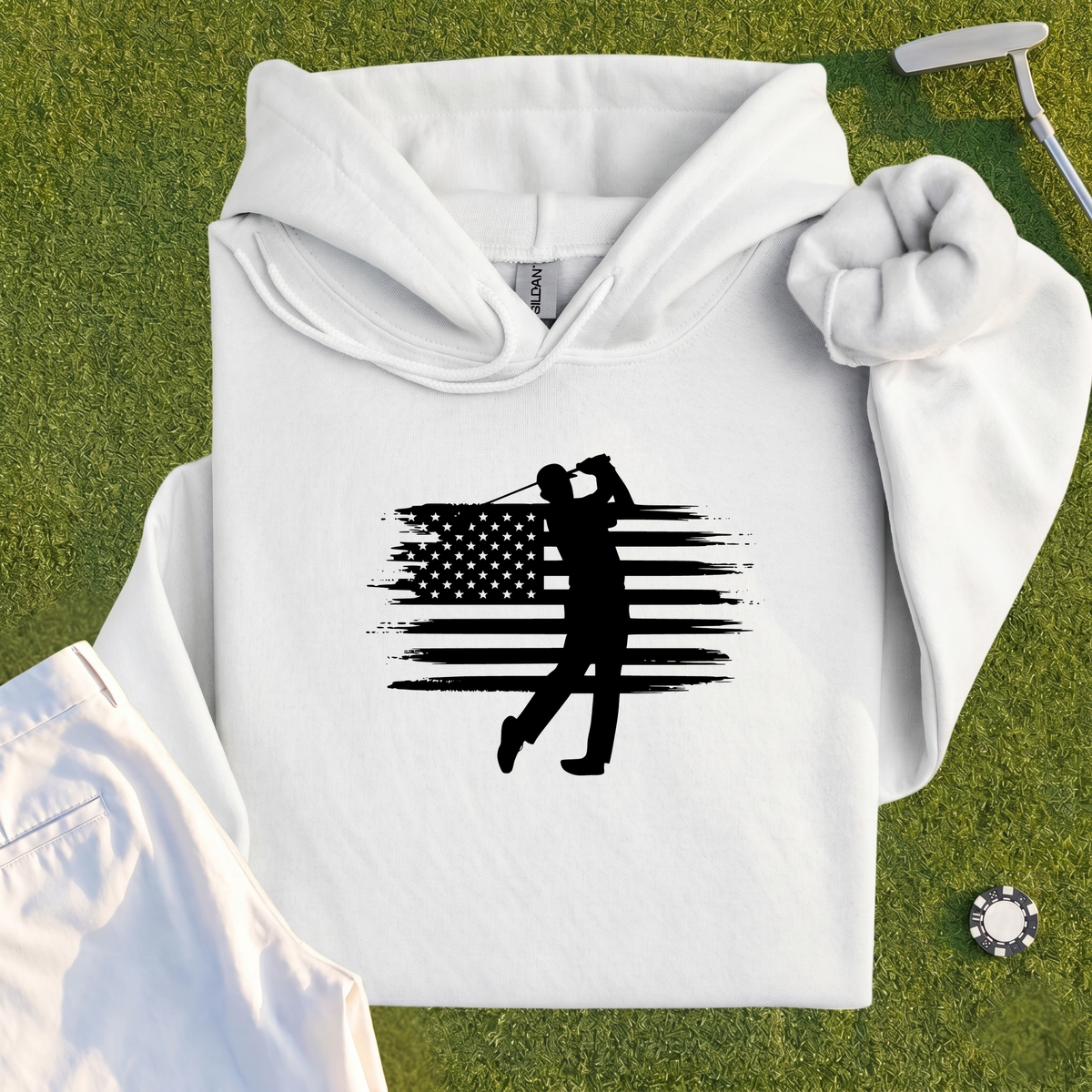 USA Flag Golfer Hoodie