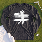 USA Flag Golfer Long Sleeve Tee