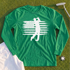 USA Flag Golfer Long Sleeve Tee