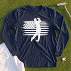 USA Flag Golfer Long Sleeve Tee