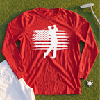 USA Flag Golfer Long Sleeve Tee