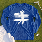 USA Flag Golfer Long Sleeve Tee