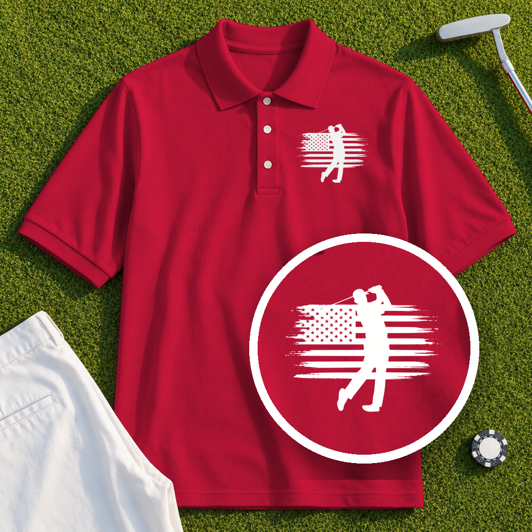 USA Flag Golfer Performance Polo