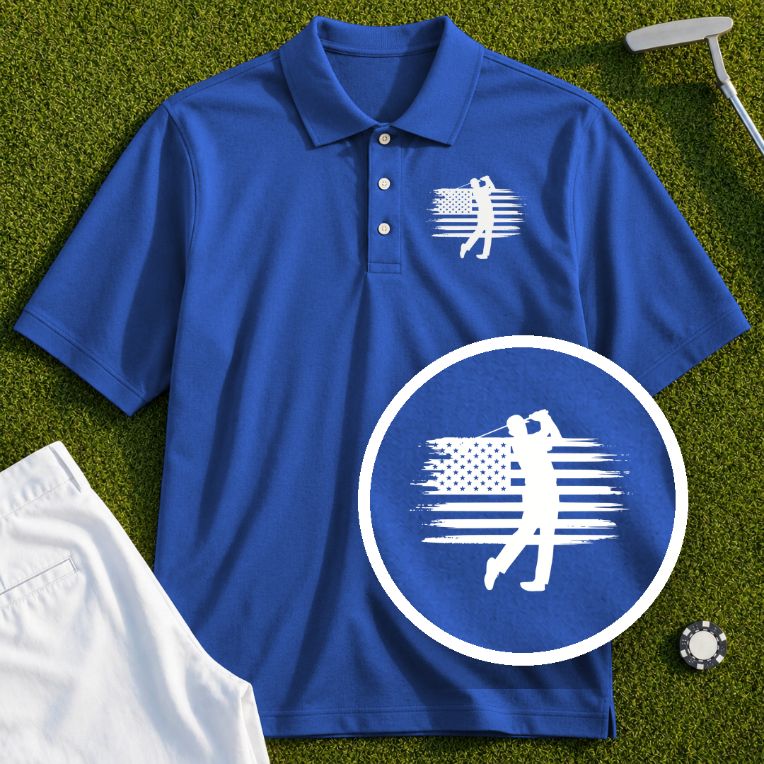 USA Flag Golfer Performance Polo