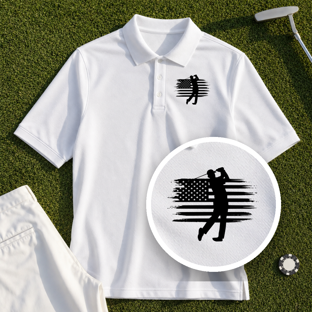 USA Flag Golfer Performance Polo