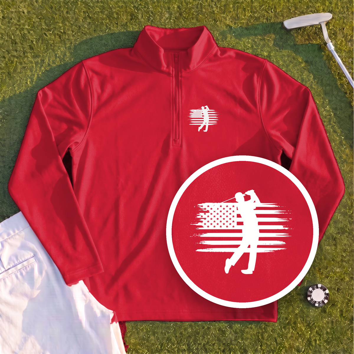 USA Flag Golfer Quarter Zip