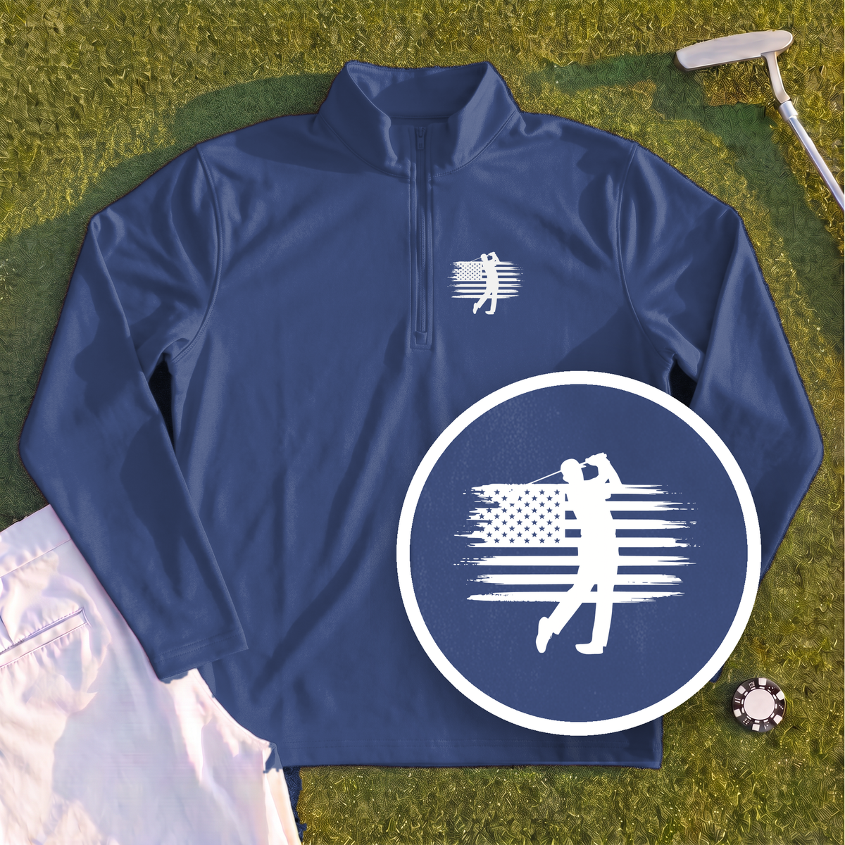 USA Flag Golfer Quarter Zip