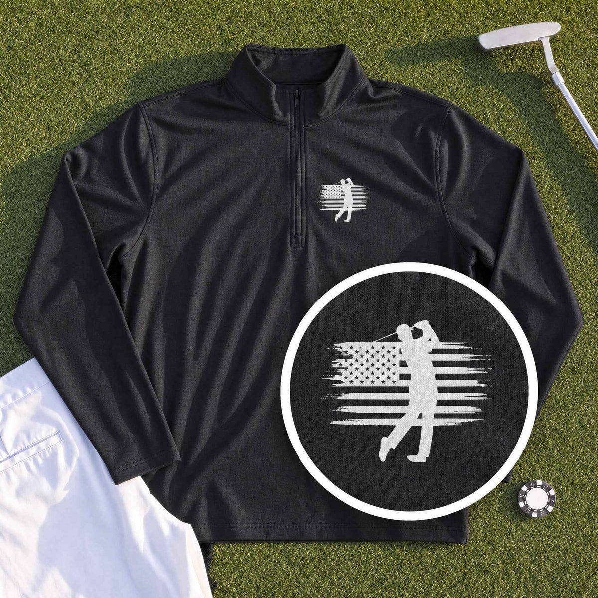 USA Flag Golfer Quarter Zip