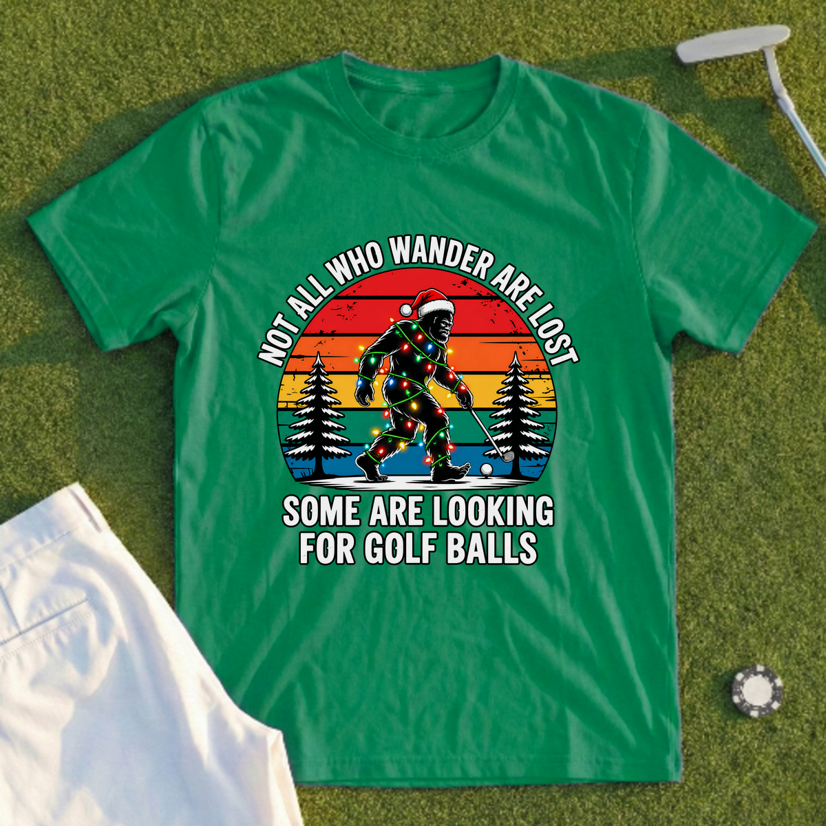 Wandering Sasquatch Christmas Lights Tee