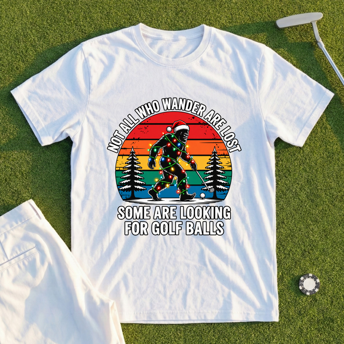 Wandering Sasquatch Christmas Lights Tee