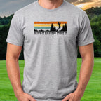 Drive It Like You Stole It Tee worn on the golf course, Sport Grey