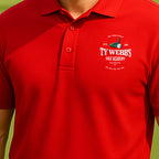 Ty Webb Golf Academy Performance Polo worn on the golf course, Red