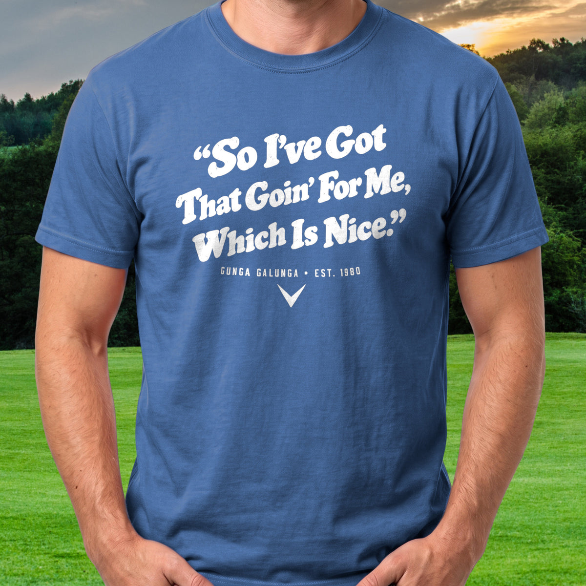 So I've Got That Goin' For Me Tee worn on the golf course, Royal