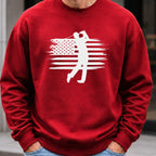 USA Flag Golfer Sweatshirt worn, Red