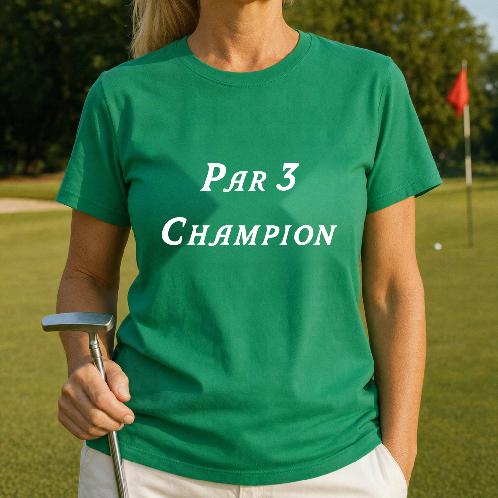 Par 3 Champion Tee worn on the golf course, Irish Green