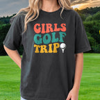 Girls Golf Trip Tee worn on the golf course, Black