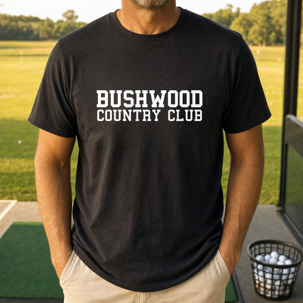 Bushwood Country Club Varsity Heavyweight Tee worn on the golf course, Moss