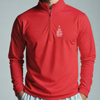 Shitty Golfer Quarter Zip worn, Red