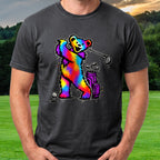 Long Strange Drive Street Art Tee worn on the golf course, Black