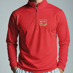 You'll Get Nothing & Like It Quarter Zip worn, Red