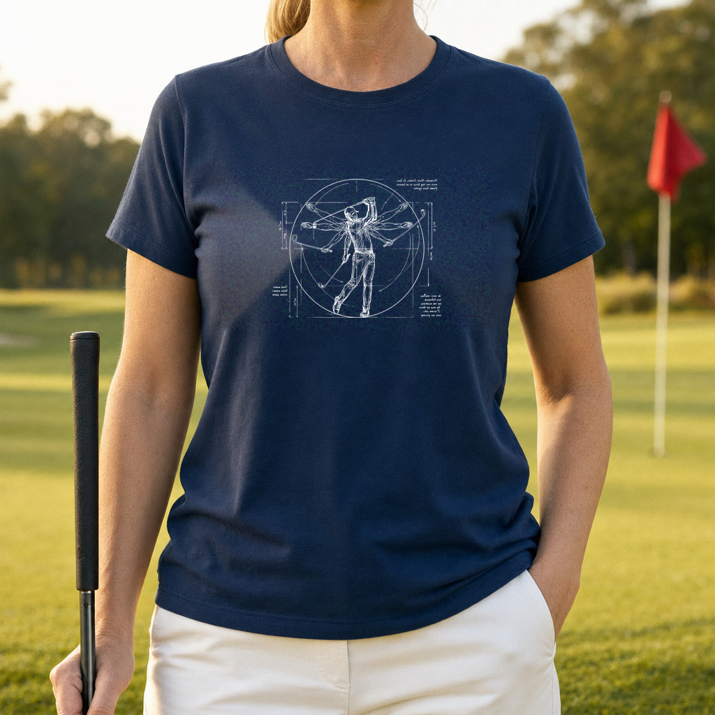 Da Vinci Swing Tee worn on the golf course, Navy