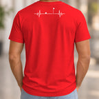 Flag EKG Back Print Tee worn, Red