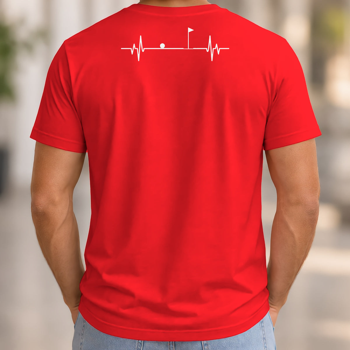Flag EKG Back Print Tee worn, Red