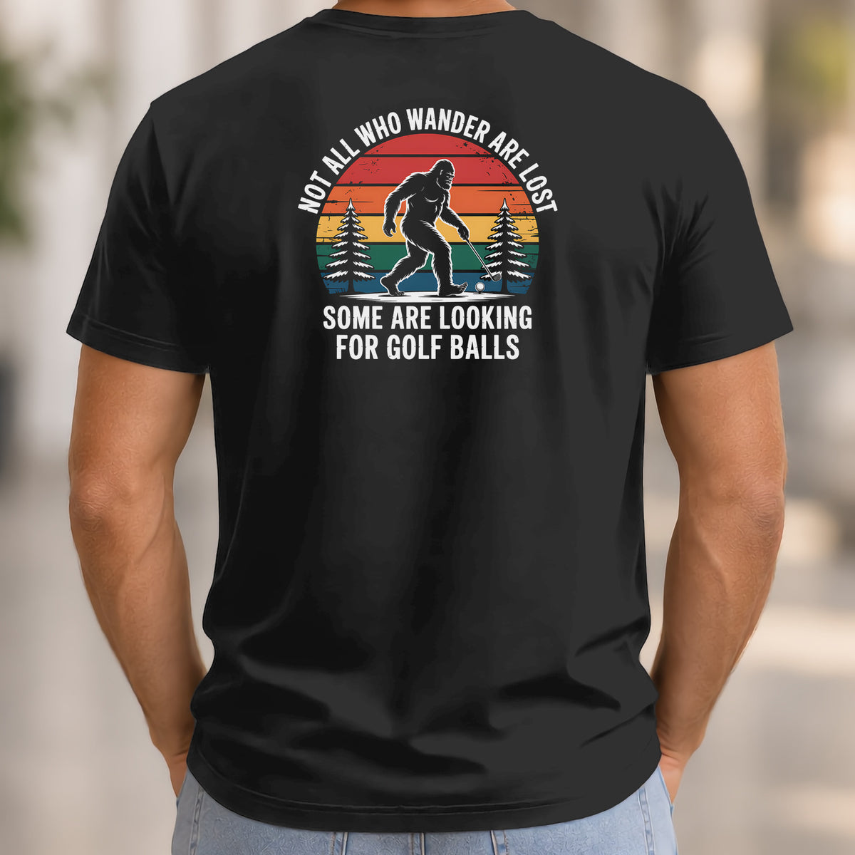Wandering Sasquatch Back Print Tee worn, Black