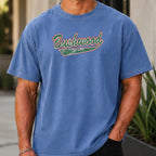 Bushwood Jersey Premium Tee worn, Mystic Blue