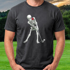 Rose Skeleton Gothic Tee worn on the golf course, Black