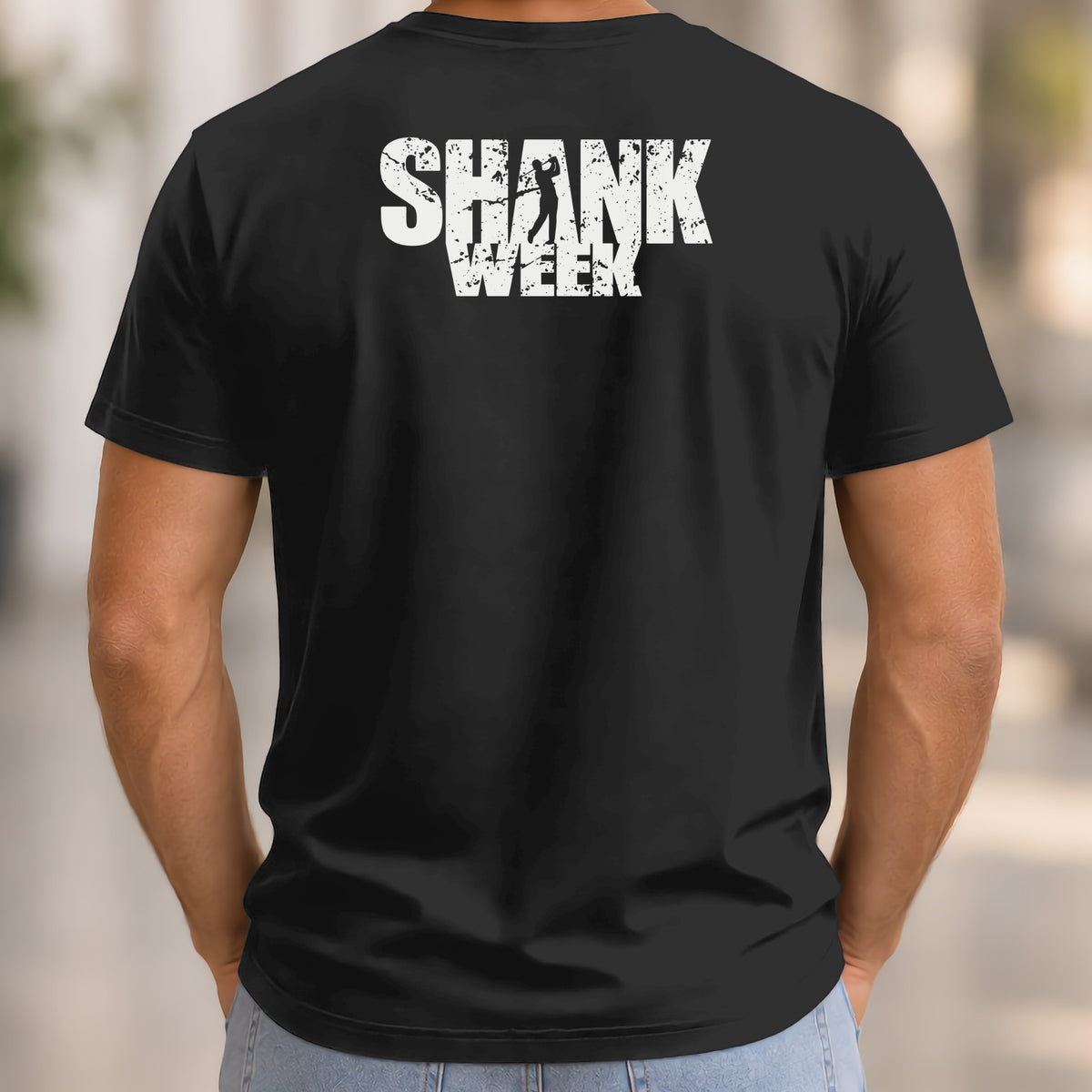 Shank Week Back Print Tee worn, Black