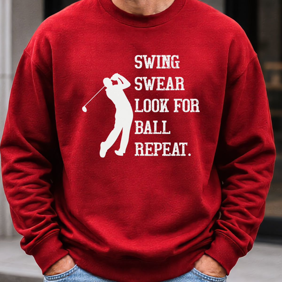Swing Swear Repeat Sweatshirt worn, Red