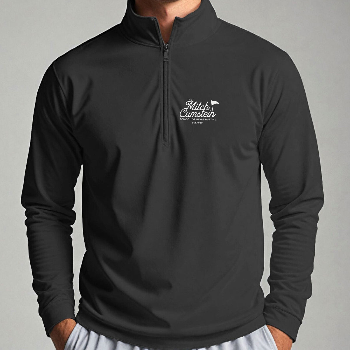 Mitch Cumstein School Of Night Putting Quarter Zip worn, Black